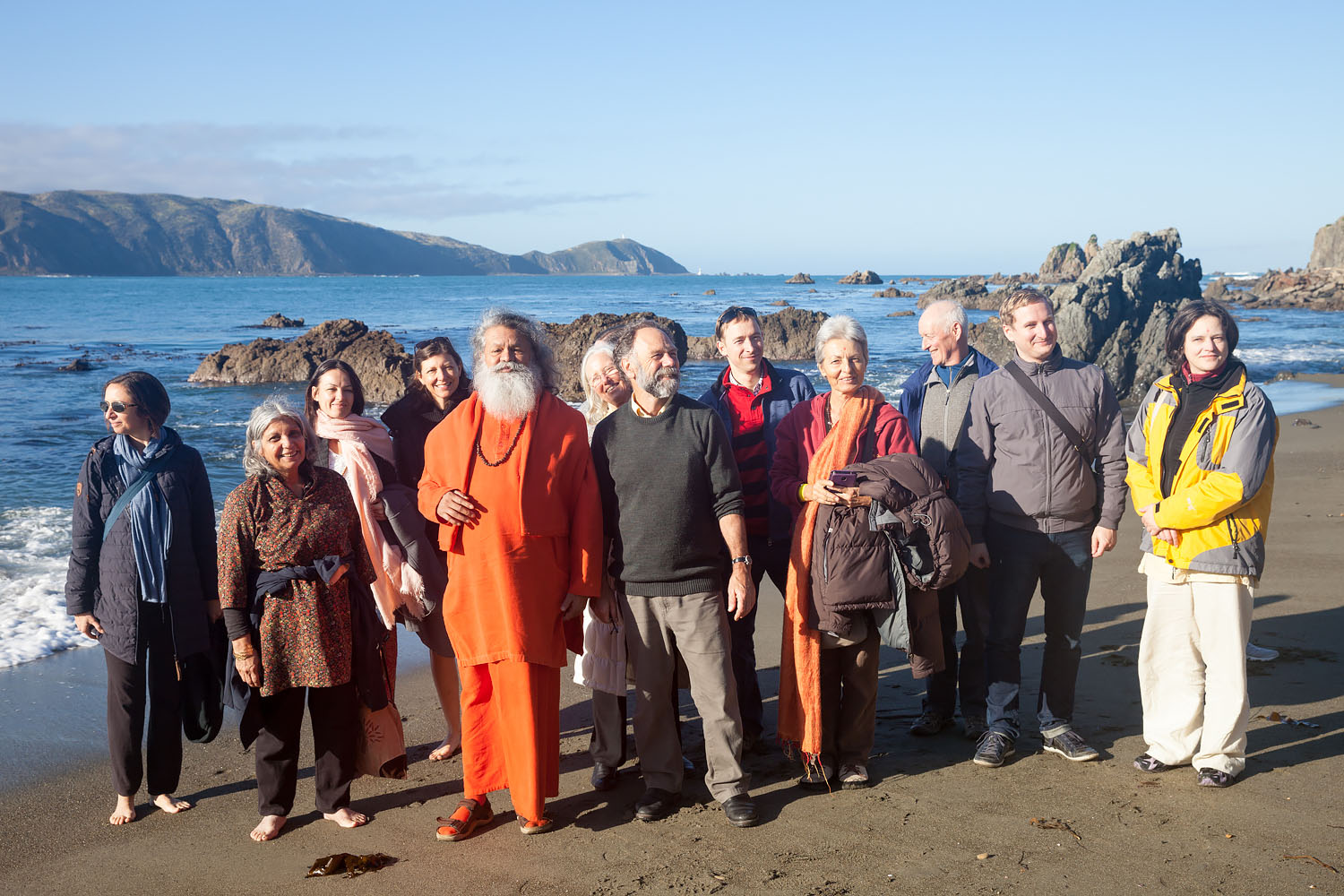 Vishwaguruji and group beach NZ